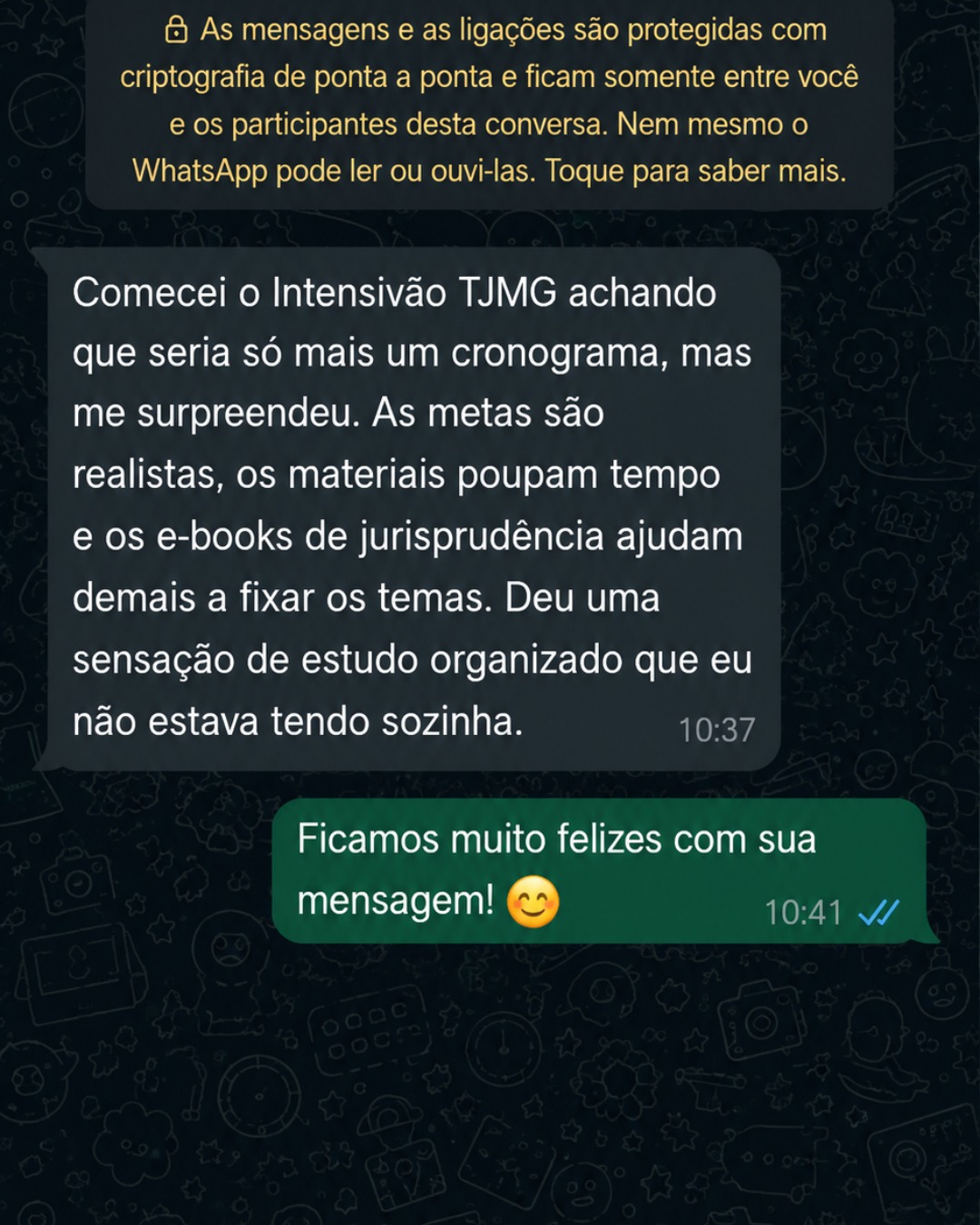 Aluna destaca metas realistas e e-books de jurisprudência